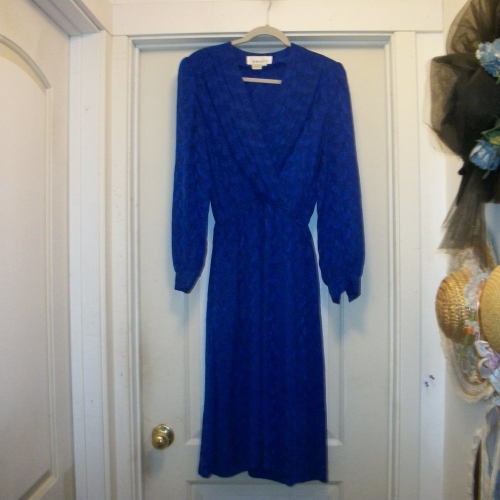 ROYAL GIRL VINTAGE ROYAL BLUE SILK DRESS 10